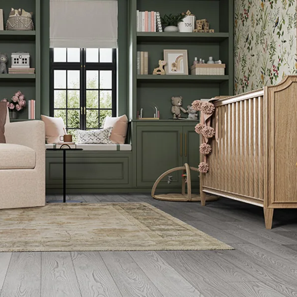 Brown leather couch on hardwood floors